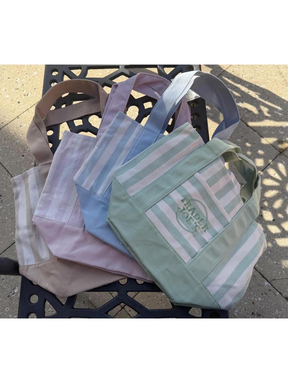 Set Of 4 Joe’s Mini Pastel Stripe Canvas Tote Bag  Set Of 4